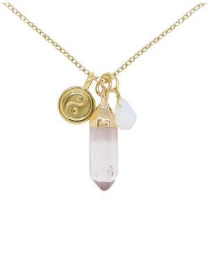 charged Crystal Gemstone Charm Necklace - Metallic