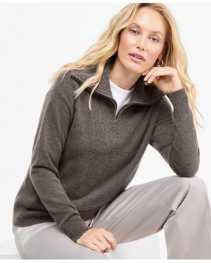 Charter Club 100% Cashmere Quarter-zip Sweater - Brown