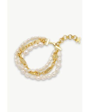 Classicharms Mia Layered Luxe Freshwater Pearl Bracelet - Metallic