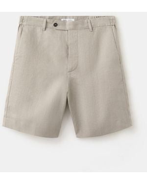 Mango Linen 8.54" Bermuda Shorts - Natural