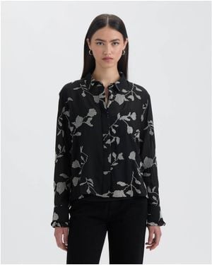 NVLT Cropped Broidery Shirt - Black