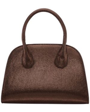 Nina Metallic Small Bowling Handbag - Brown