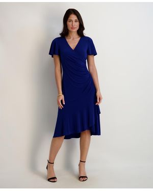 Kensie Flutter-sleeve Midi Dress - Blue