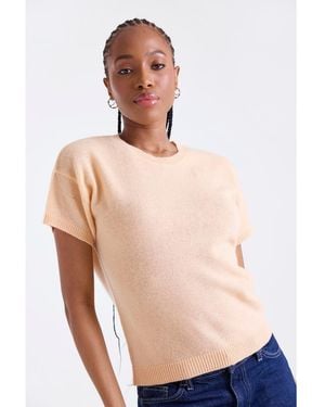 1982 Esme Short Sleeve Crew Neck Cashmere Top - Natural