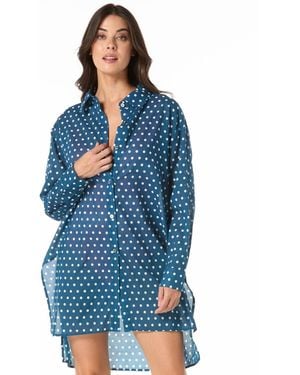 MICHAEL Michael Kors Michael Kors Cover-up Swim Shirt - Blue