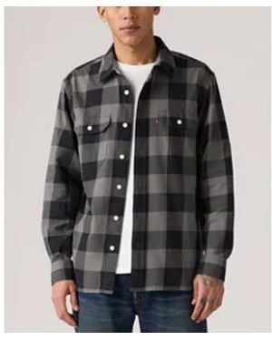 Levi's Relaxed Fit Long Sleeve Button Front Worker Shirt - Gray