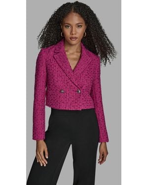 BCBGMAXAZRIA Novelty Long Sleeve Cropped Jacket - Red