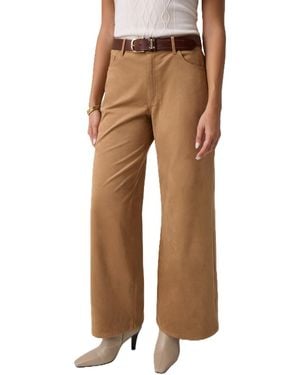Guess Jennie High-waisted Faux Suede Wide-leg Pants - Brown