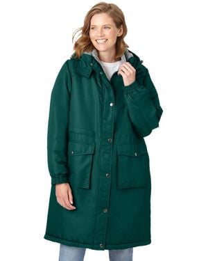 Woman Within Within Mid-length Microfiber Parka - Green
