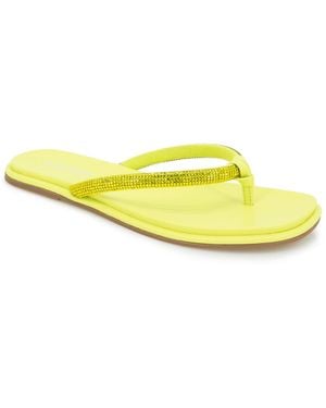 Kenneth Cole Wynwood Crystal Strap Flat Sandals - Yellow