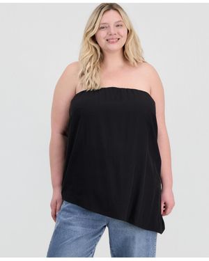 And Now This Trendy Plus Size Asymmetrical-neck Strapless Top - Black