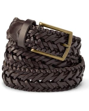Lands' End Full-grain Leather Braided Belt - Black