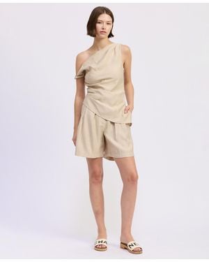 En Saison Selma Mid-rise Pleated Shorts - Natural