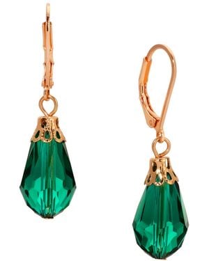 2028 Gold-tone Crystal Faceted Drop Earrings - Green