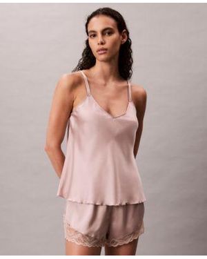 Calvin Klein Satin Camisole Lace Shorts Sold Seperates - Pink
