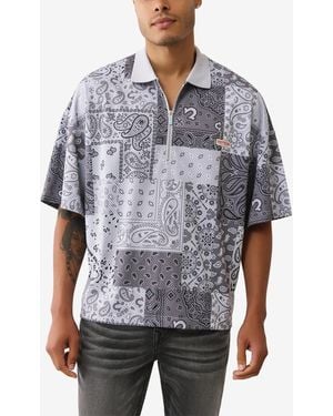 TRUE RELIGION Bandana Polo Shirt - Gray