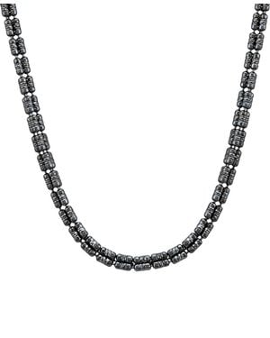 Italian Silver 3-row Black Ice Chain Necklace - Metallic
