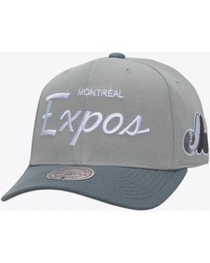 Mitchell & Ness Montreal Expos Cooperstown Thunderstorm Head Coach Pro-crown Adjustable Hat - Gray