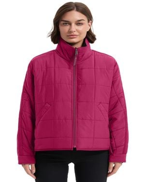 Hawke & Co. Crinkle Oversized Quilted Jacket - Pink