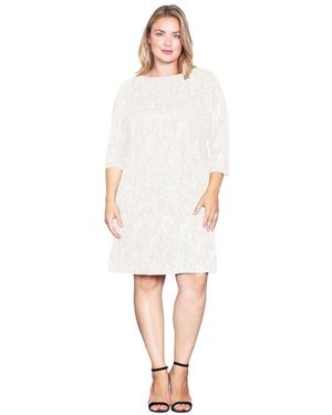 Standards & Practices Plus Size Floral Crochet Mini Dress - White