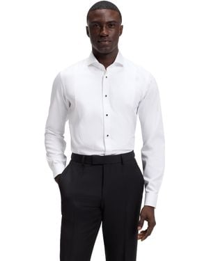 BOSS Boss By Wrinkle-free Cotton Poplin Regular-fit Dress Shirt - White