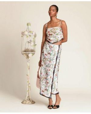 Avec Les Filles Square Neck Scarf Top Asymmetrical Wrap Midi Skirt - Natural