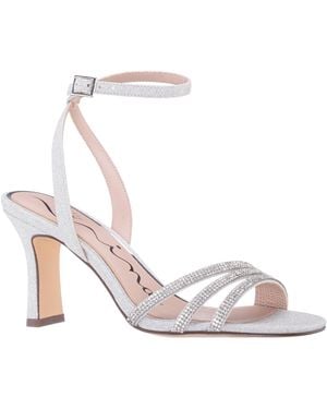 Nina Alfreda Silver Metallic Mid Heel Square Toe Sandals - White