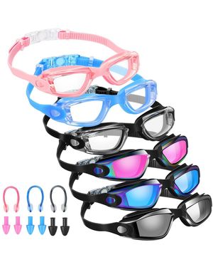 Gnuadz 6pieces Swim goggles Anti Fog Ear Plugs Nose Clip - Blue
