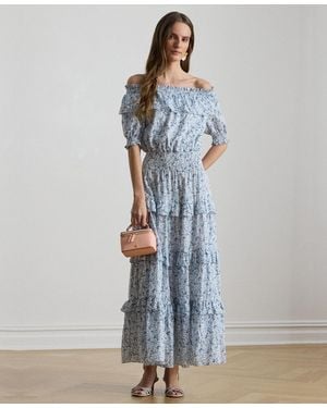 Ralph Lauren Off-the-shoulder Midi Dress - Blue