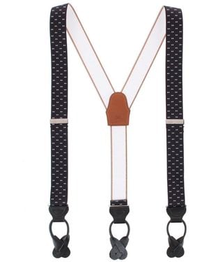 Trafalgar The Micro Bow Classic Elastic Button End Suspenders - White
