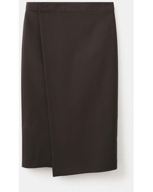 Mango Slit Wrap Skirts - Black