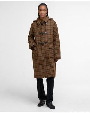 Barbour Melody Checkered Hooded Coat - Brown