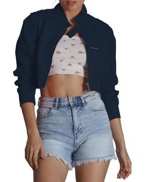 Members Only Mini Cropped Racer Jacket - Blue