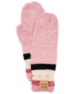Muk Luks Eyelash Mixed Ribbed Mitten - Pink
