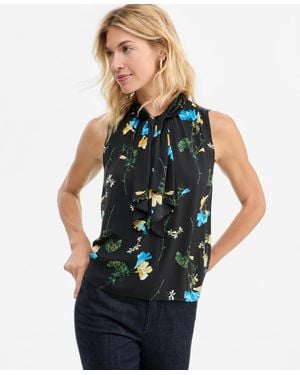 INC International Concepts Sleeveless Floral-print Ruffle Front Blouse - Multicolor