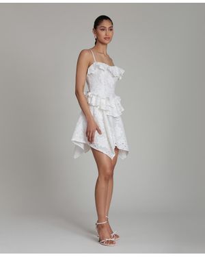 Avec Les Filles Sweetheart Straps Ruffle Handkerchief Hem Mini Dress - Gray