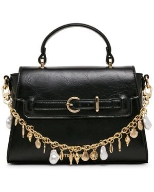 Madden Girl Shell Small Magnetic Snap Satchel Handbag - Black