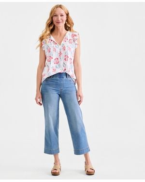 Style & Co. High Rise Pull-on Cropped Jeans - Blue