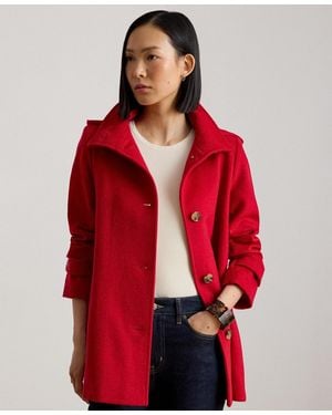 Ralph Lauren Icon Hooded A-line Coat - Red