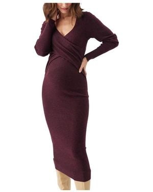 Ripe Maternity Maternity Heidi Nursing Knit Dress - Red