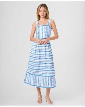 French Connection Structured Sleeveless Taffeta Top Structured Midi Skirt - Blue