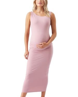 Ripe Maternity Luxe Knit Off Shoulder Dress - Pink