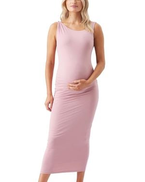 Ripe Maternity Luxe Knit Off Shoulder Dress - Pink