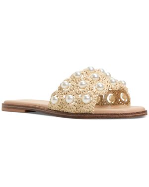 ALDO Gizelle Pearl Embellished Flat Slide Sandals - White