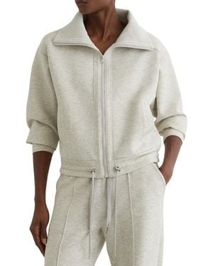 Reiss Premium Interlock Zip-front Sweatshirt - Gray