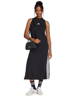 adidas Cotton-blend Sleeveless Racerback Maxi Dress - Black
