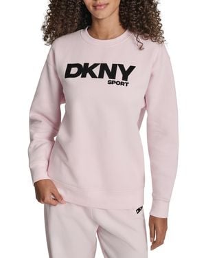 DKNY Nolita Logo Detail Crew Neck Sweatshirt - Pink