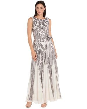 R & M Richards Petite Boat Neck Dress - White
