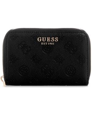 Guess Ella Logo Medium Zip Around Wallet - Black