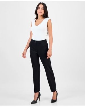 Anne Klein Essentials Plus Size High-rise Straight-leg Pull-on Pants - White